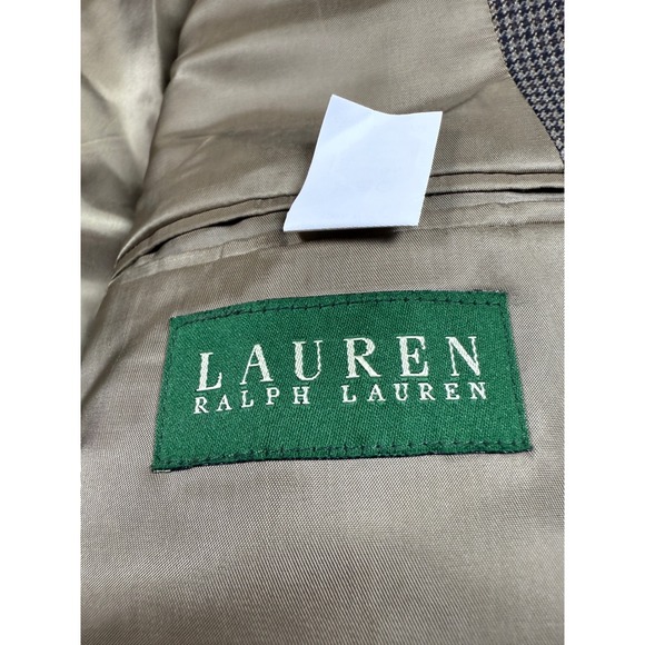 Lauren Ralph Lauren 50L Brown Houndstooth‎ 100% Wool Blazer Sport Coat - Picture 2 of 13